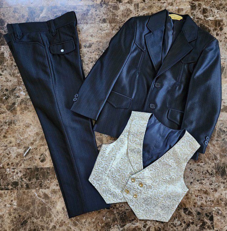 Boy's Black Western Cut Suit & Custom Vest (SERIOUS BUYER ONLY)