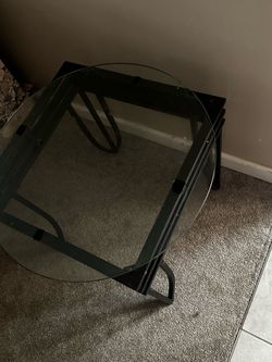 Glass Top Desk with Black Metal Frame