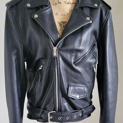 Wilson's Women's Black Leather Motorcycle Jacket, Size Small 