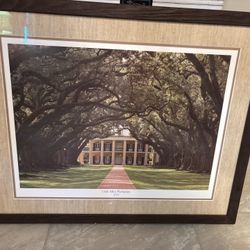 Large Custom Framed Oak Alley Plantation Print – Dark Wood Frame
