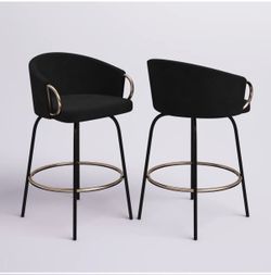 Modern Metal/Velvet Barstools with Floor Protectors (Set of 4) - Great Condition
