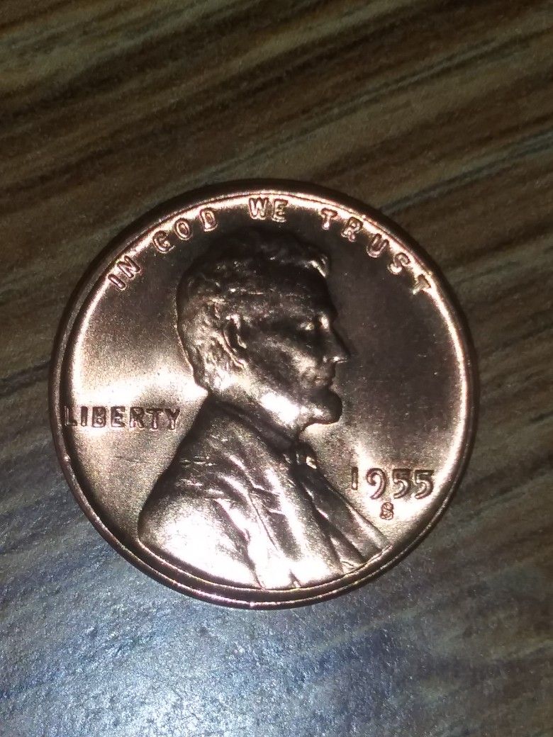 1955 S LINCOLN WHEAT PENNY UNCIRCULATED BU CONDITION.