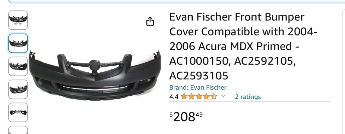 Bumper Cover Compatible with 2004-2006 Acura MDX