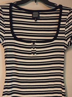 Black and white stripe midi dress
