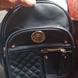 Black Medium Leather Back Pack