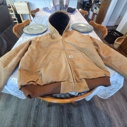 Carhart Firm Brown Duck Jacket with Hood