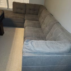 Sectional Sofa, Pull-out Bed, Dark Gray 