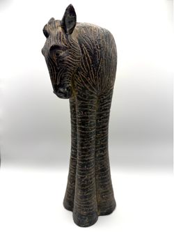 Vintage Carved Zebra Sculpture With Extra Long Legs