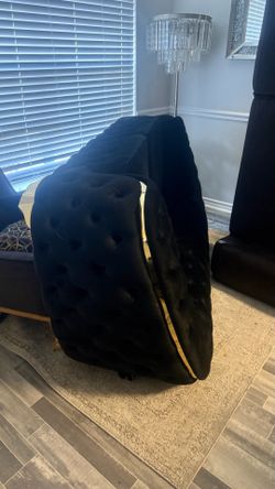 Black & Gold Button Design Sofa – 2 Piece