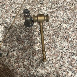 Miniature, Solid, Brass Gavel. And small little bell with a mice on top.