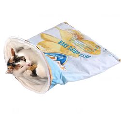 Cat Puppy Sleep Bag Cute Simulated Food Bag Shape Tunnel-Design Fordable Hanging Toy Crinkle Paper Soft Cozy Pet Accessories (Seasalt Chips)