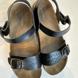 Girls Black Sandals Velcro Strap Size 3