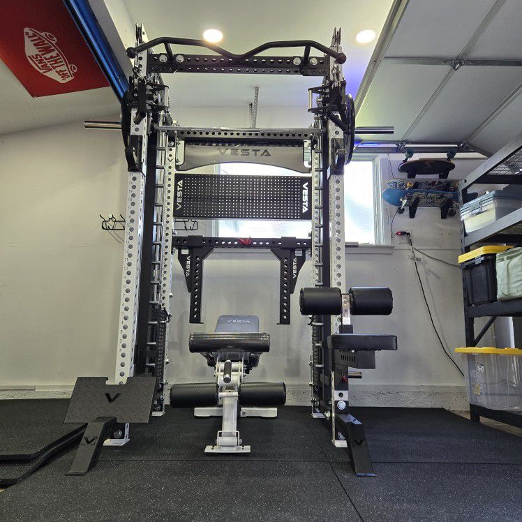 Vesta Ultimate Pro Series 3in1 Squat Rack | 400lb Weight Stack | Functional Trainer | 45lbs Smith Barbell | Gym Equipment |FREE DELIVERY🚚 