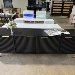 Brand new TV Stand for 80 Inch TV, Fluted TV Stand for Living Room, Mid Century Modern TV Stand