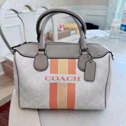COACH VARSITY STRIPE BENNETT SATCHEL IN SIGNATURE/Crossbody bag/NWT