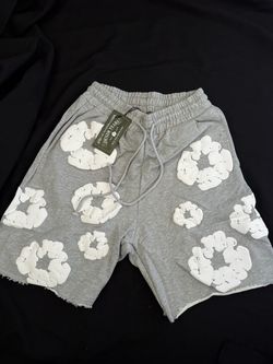 Denim Tears Cotton Wreath Sweat Shorts Grey/White