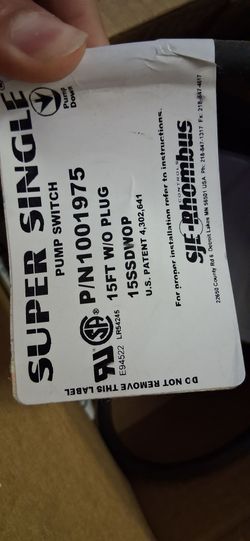 SJE-Rhombus Super Single Pump Switch 15ft Cable No Plug
