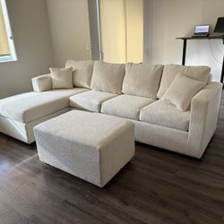 Brand New Cream Sectionals With Free Ottoman 