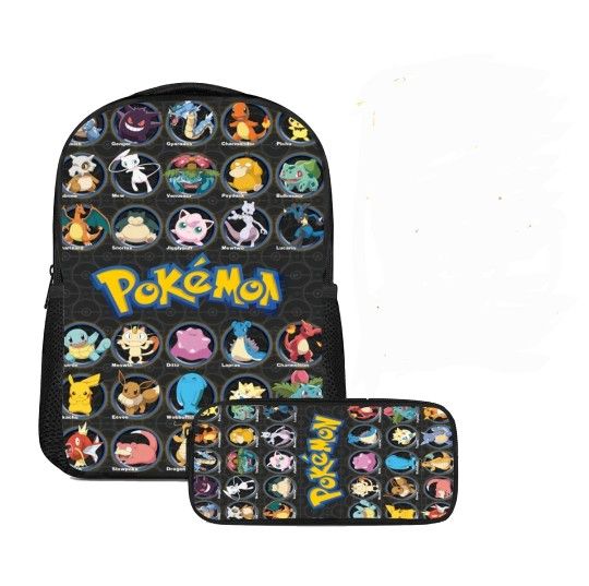 Pokémon Backpack Set with Pencil Case & Keychains 16x12x6.3"