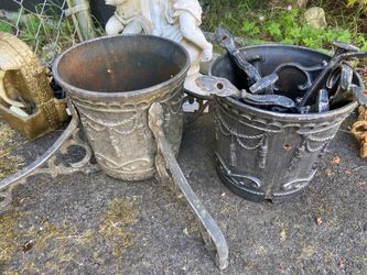 LOW PRICE MOVING- 2 GORGEOUS ORNATE FLOWER POTS