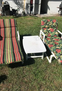Matching outdoor (waterproof) lounge chairs with reversible seat covers
