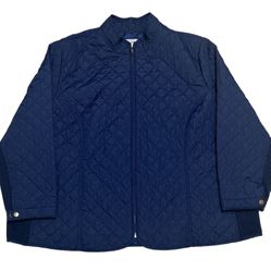 Woman Within Women’s Plus Size Blue Diamond Quilted Jacket Size 4X
