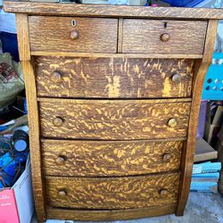 Antique Tiger Stripe Oak Dresser