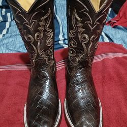 New custom made Crocodile Belly Boots size 10