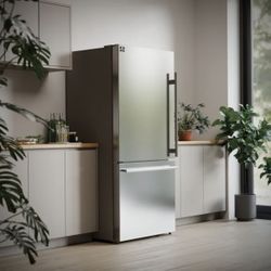 FORNO Milano Espresso 17.2-cu ft Counter-Depth 31-in Wide Bottom-Freezer Refrigerator with Ice Maker ( Stainless steel ) ENERGY STAR Certified