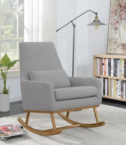 Comfy Upholstered Rocking Chair in Grey! Lowest Prices Ever!
