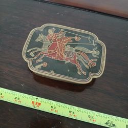 vintage brass and enamel trinket box