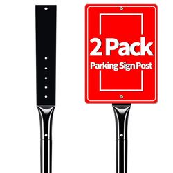 Paquete de 2 soportes de hierro fundido resistente, poste de pedestal portátil de 48 pulgadas para exteriores, letrero de tráfico, soporte para letrer