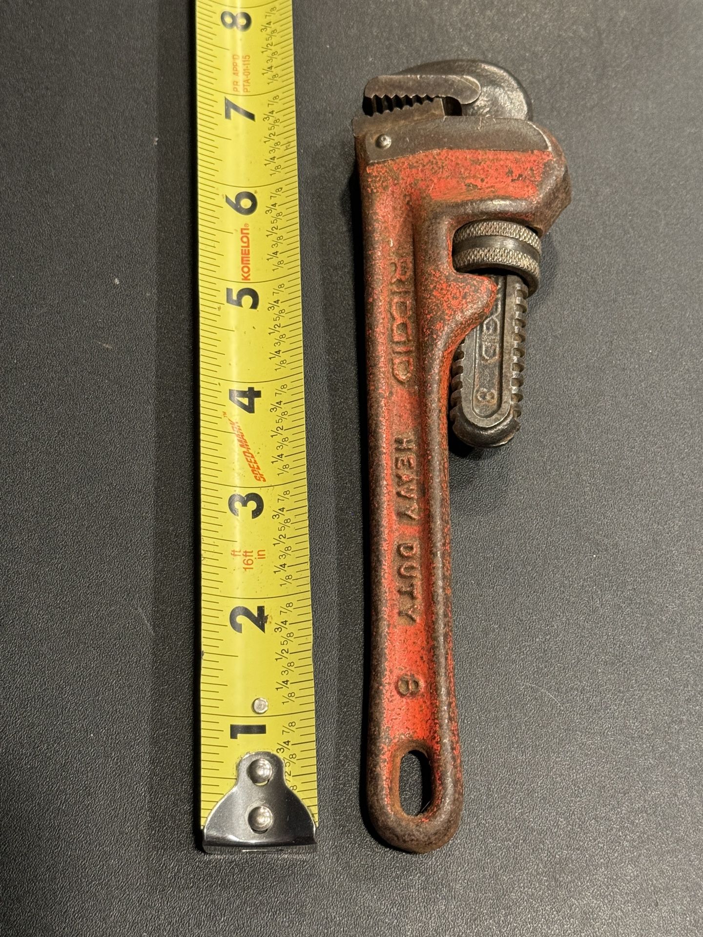 Ridgid 8" Heavy Duty Pipe Wrench Vintage Made In USA