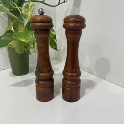 Vintage Mid Century Modern Real wood Olde Thompson Salt and pepper grinder made in USA