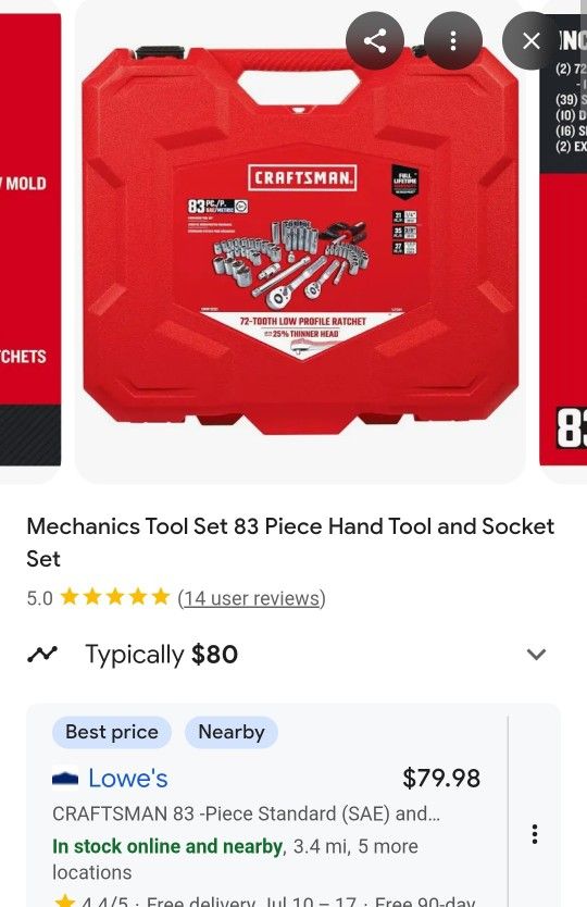 83 Peice Craftsman Tool Set