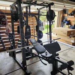 | Smith Machine 1001 | Squat Rack | 260lbs Bumper Weight Plates | Multi-Use Adj Bench | Barbell | Gym Equipment | Fitness | Excercise | FREE DELIVERY 