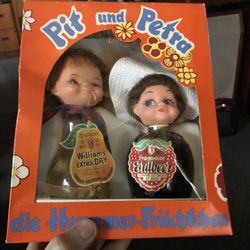 Vintage Miniature Mini Bottle Dolls PIt & PETRA