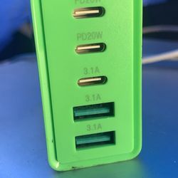 Green 5-port USB-C Fast charge PD20W USB-A