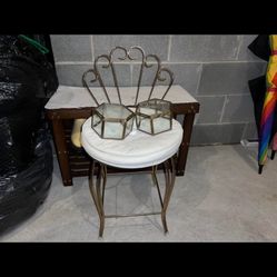 Vintage Vanity Chair & Glass Jewelry Boxes Set – Elegant Gold Accents ✨