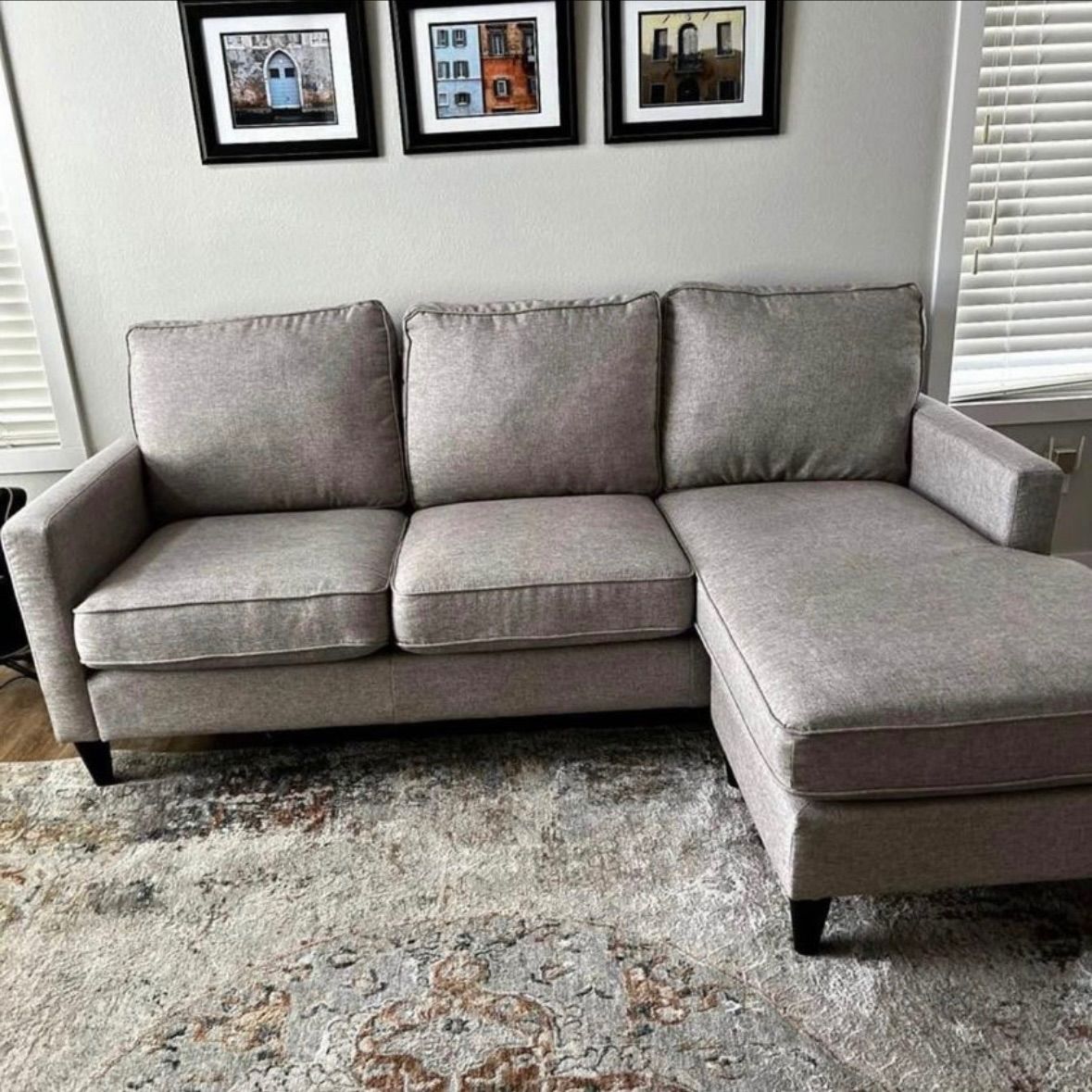 Fully Refurbished Light Gray Sectional Chaise Sofa