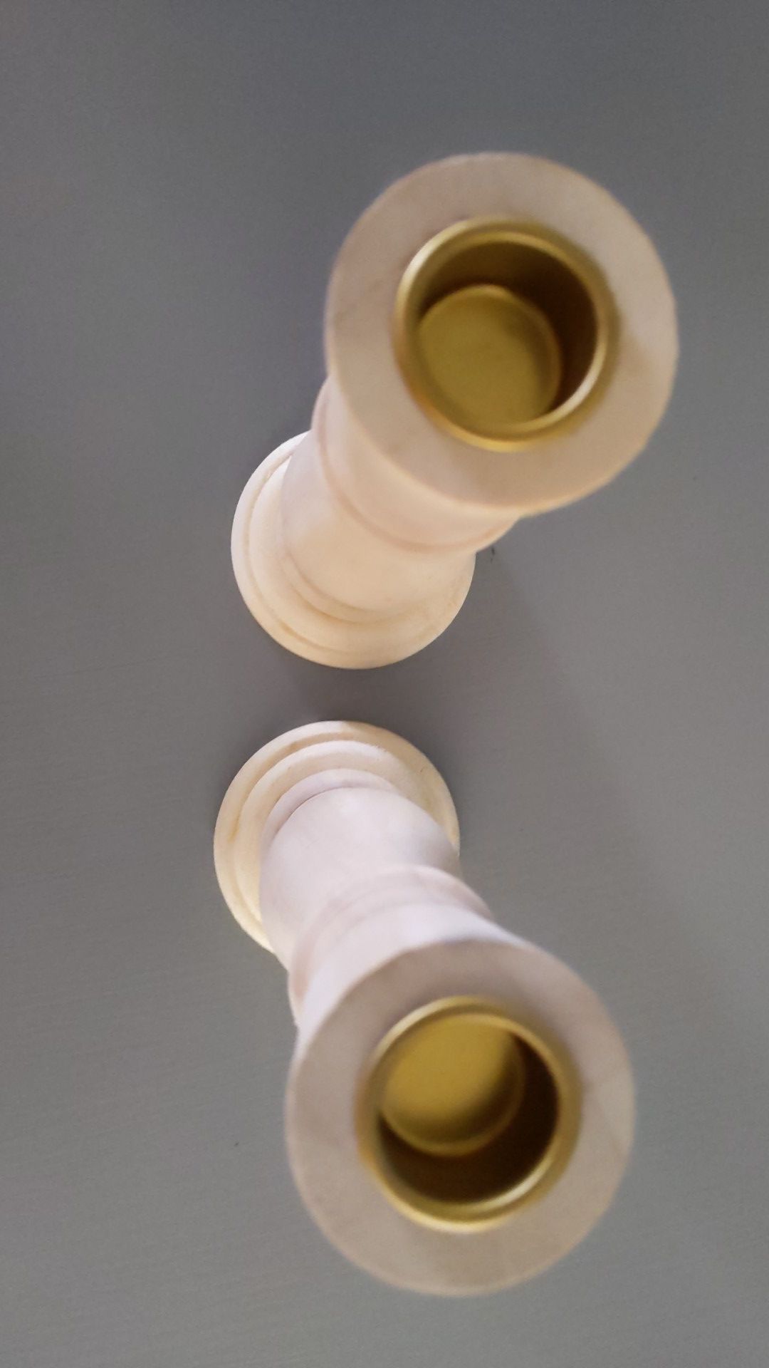 Pair wood candlesticks