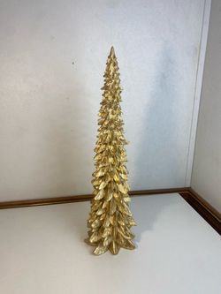 19” Gold Polyresin Christmas Tree Figurine