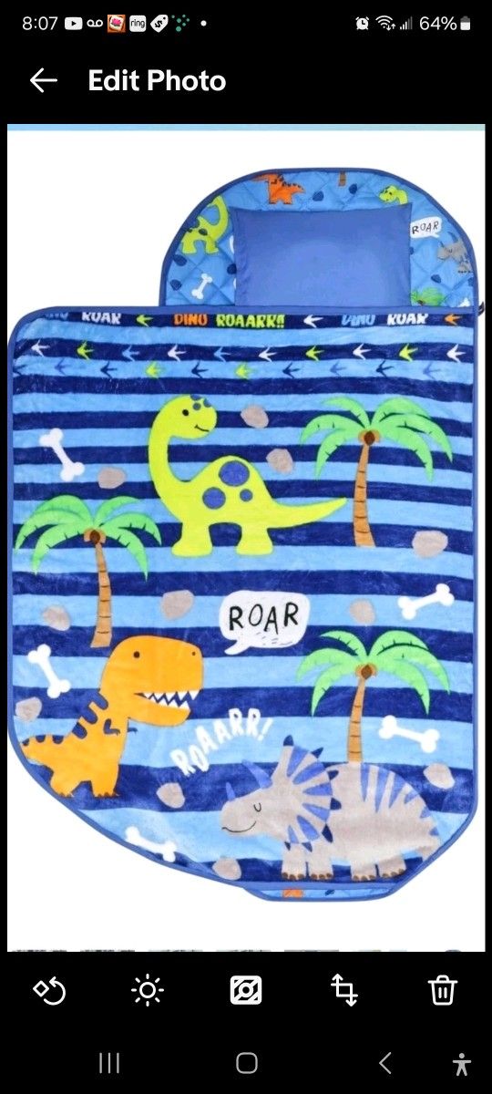 EVERYDAY KIDS Toddler Nap Mat with Removable Pillow - Roarin' Dinos