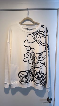 Moschino White Bear Printed Long Sleeve Crew Neck Sweatshirt - Large