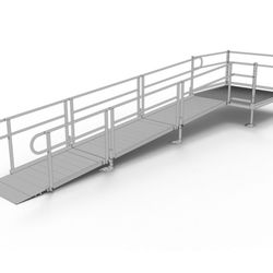 HANDICAP ALUMINUN RAMP 16' x 3' WITH PLATFORM 5' x 5'  AND HANDRAIL...NEW....$ 1,800