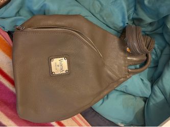 Valentina Italia Leather Pebbled Sling Backpack Diagonal Zip Pocket