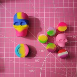 Blue/Yellow/Pink 2pc + 6 Freebie Wax/Dab/Oil Silicone Storage Containers 