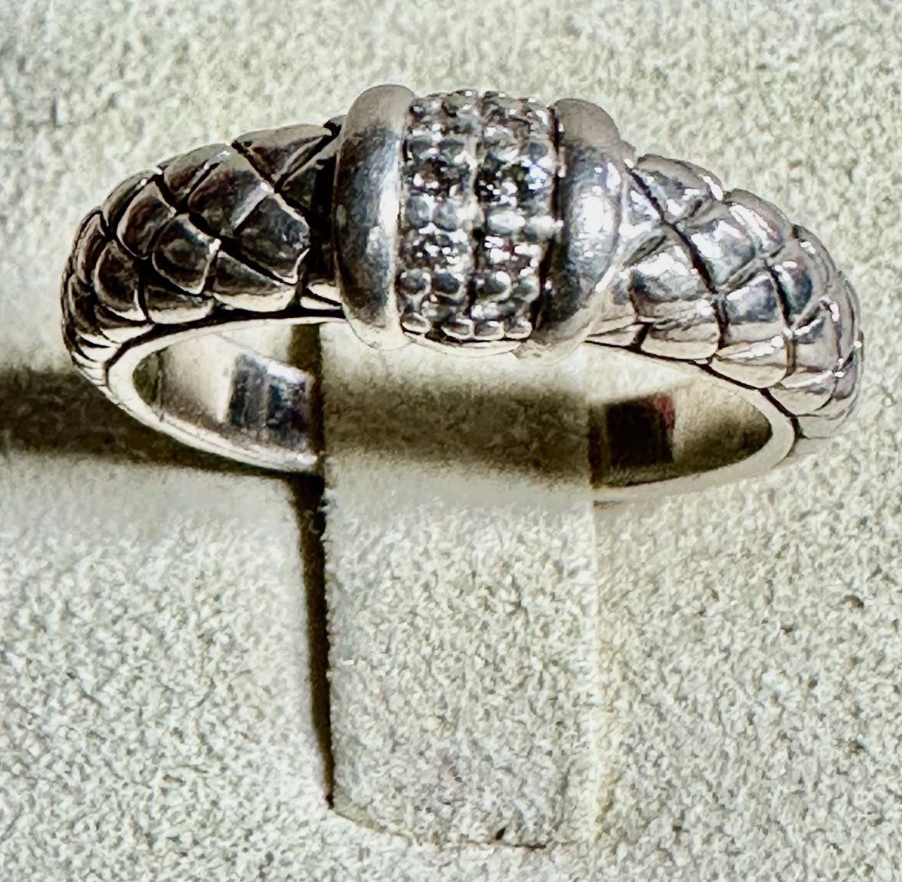 FREE SHIPPING! SCOTT KAY 925 SILVER QUILTED DIAMOND RING SIZE 7 #45