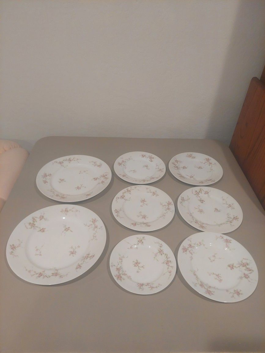 Vintage Set of 8 Antique Theodore Haviland Dinnerware Plates.