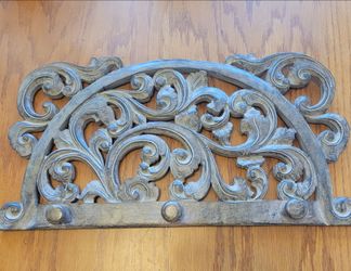 Ornate whitewashed wall hook panel